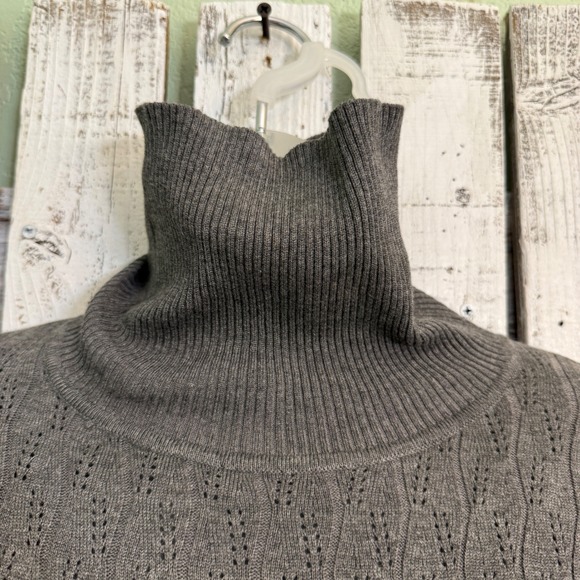 Melrose Chic New York Turtleneck Sweater Women's XL Fitted Gray Lightweight Y2K - Picture 4 of 14